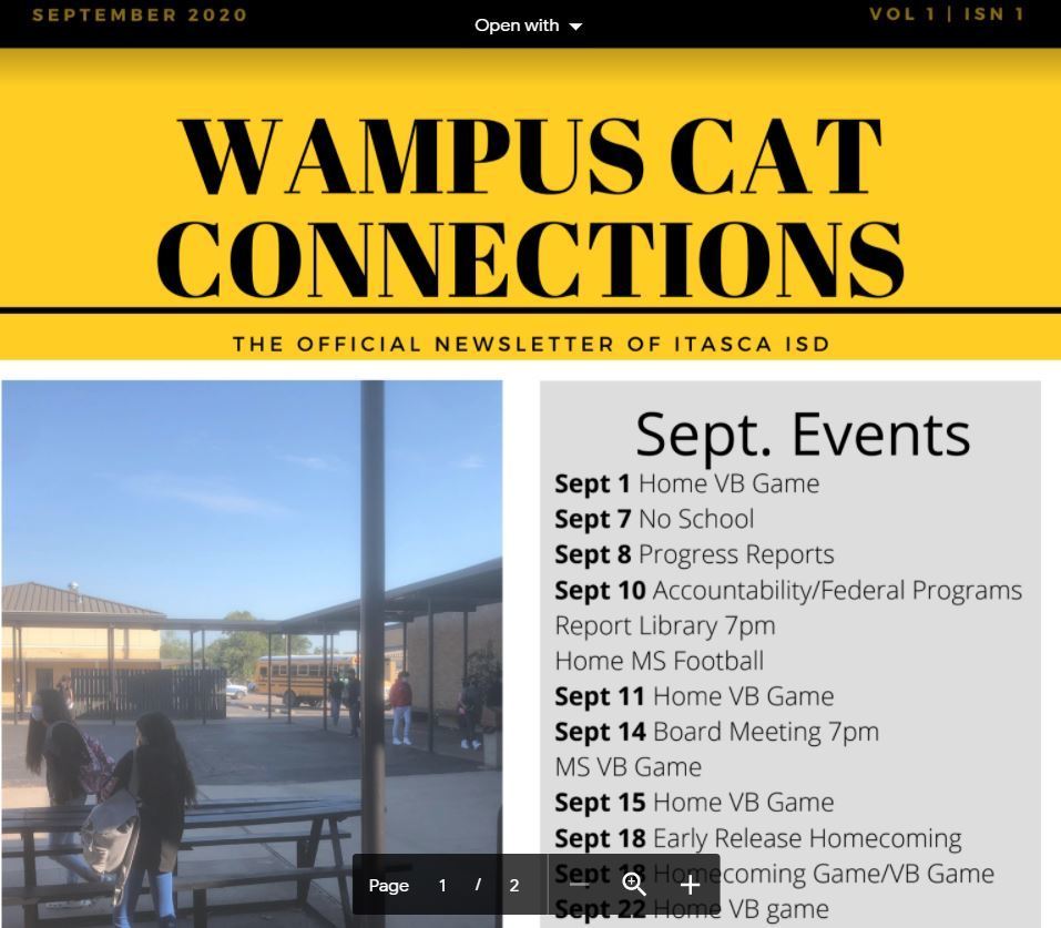 September Itasca ISD Newsletter Itasca ISD